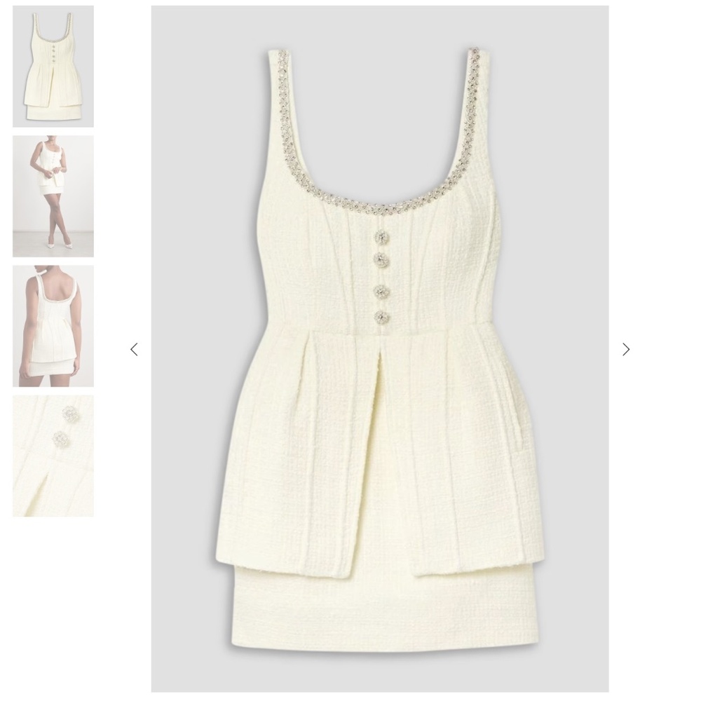 NWT SELF-PORTRAIT Layered crystal-embellished tweed mini dress